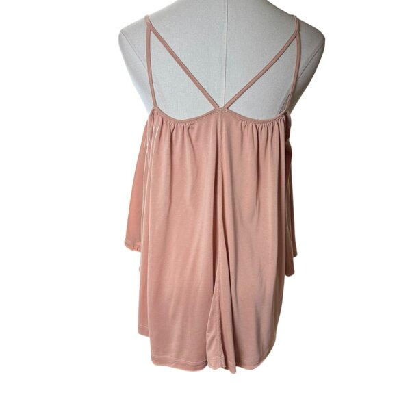 Free People Blush Pink Cold Shoulder Flow Top Size M - Picture 4 of 10